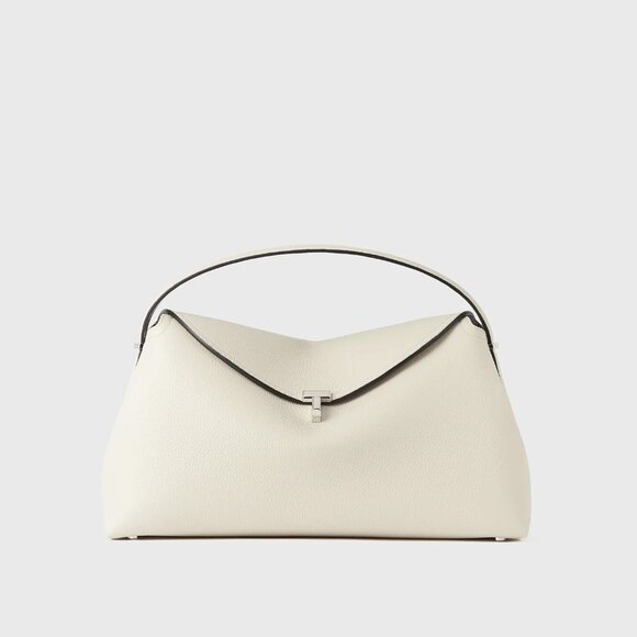 Toteme Handbags - Toteme Milk T-Lock Pebbled Leather Top Handle